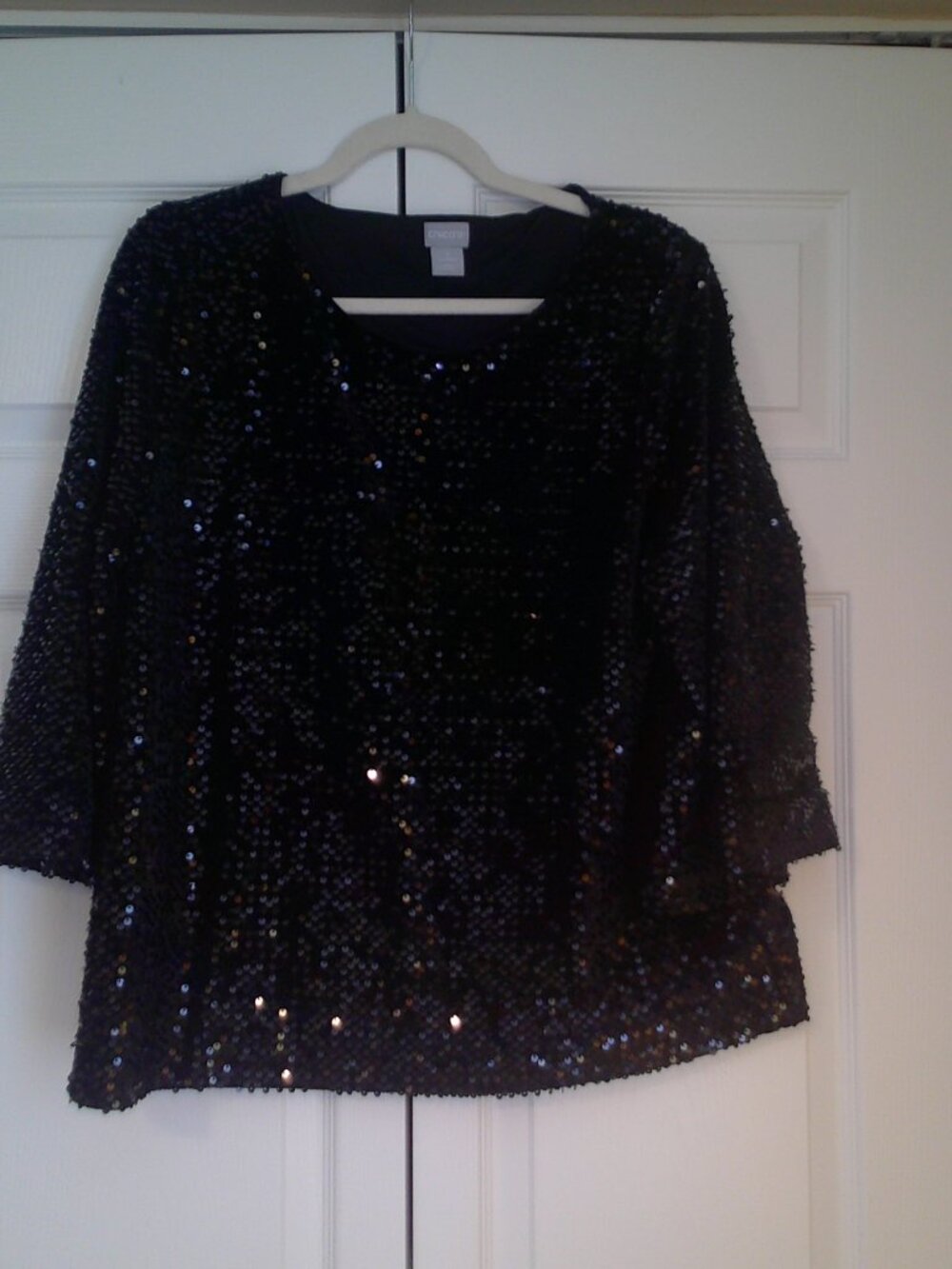 Chico’s 3 Black Sequined Top size 3/XL  Party Formal Glamour